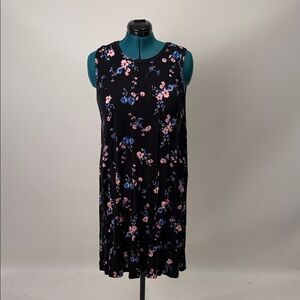 Philosophy Cotton Black Floral Sleeveless Dress